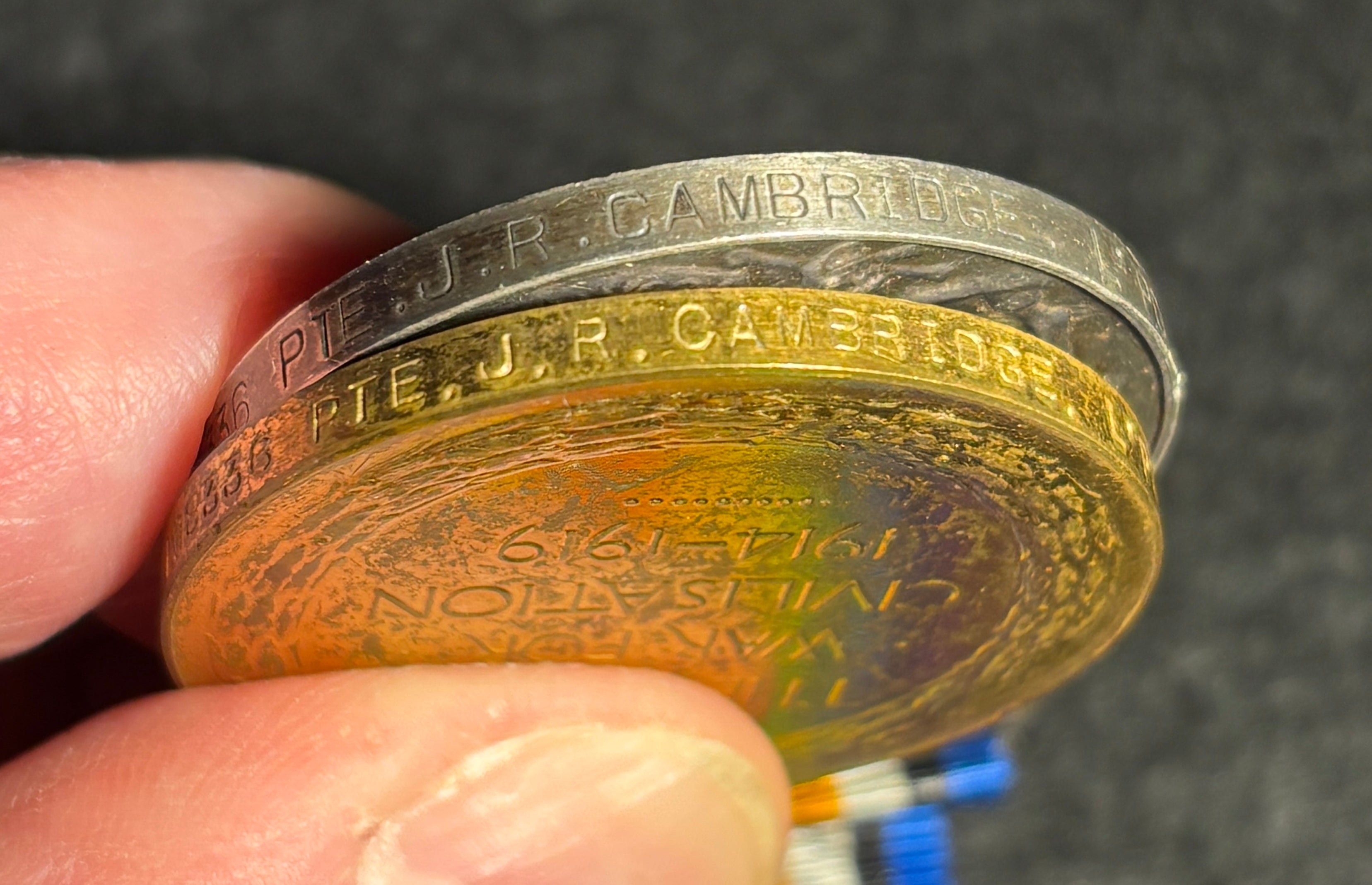 WW1 medal pair - British War Medal & Victory Medal - Private JOHN CAMBRIDGE - King's Liverpool Regiment
