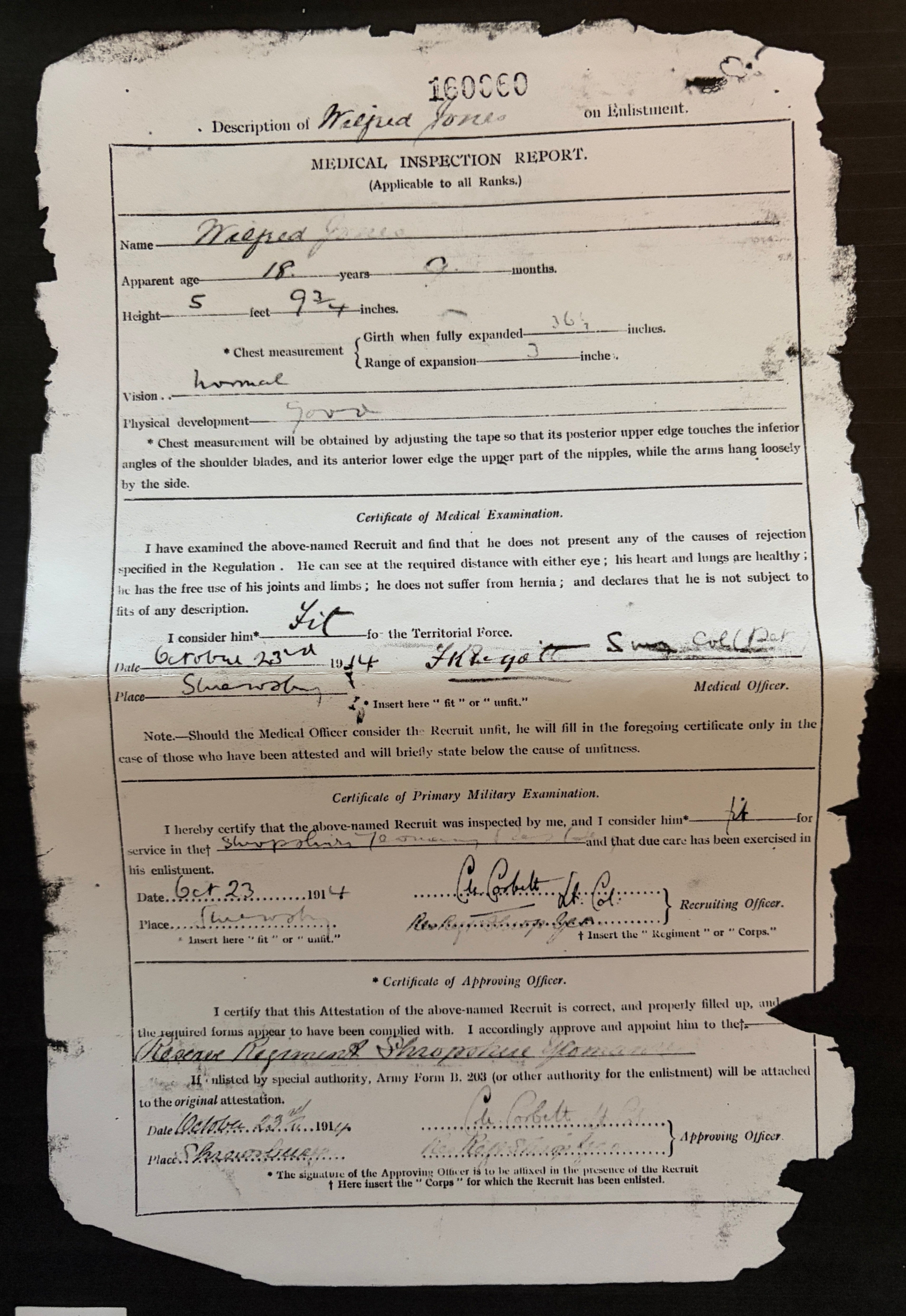 WW1 Victory Medal – WILFRID DUNCAN-JONES - 2/1st Shropshire Yeomanry – Unusual award