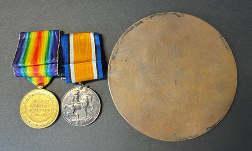WW1 medal pair & Death Penny - British War Medal, Victory Medal &  memorial plaque (Death Penny) – Gunner JAMES THOMAS CHAPMAN - Royal Garrison Artillery