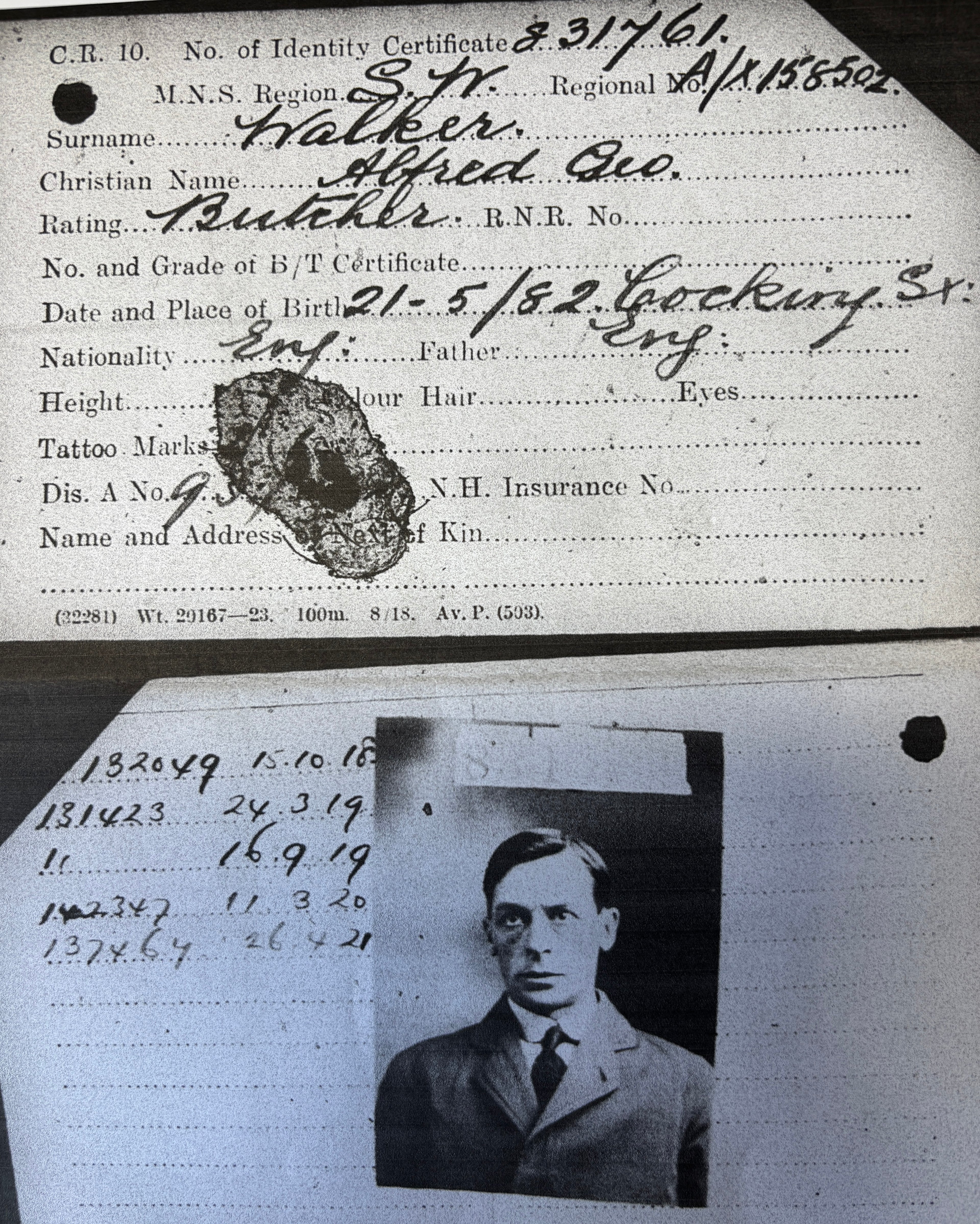 WW1 British War Medal - ALFRED GEORGE WALKER - Mercantile Fleet Auxiliary (MFA) – Believed to be a survivor of RMS / HMS ALCANTARA