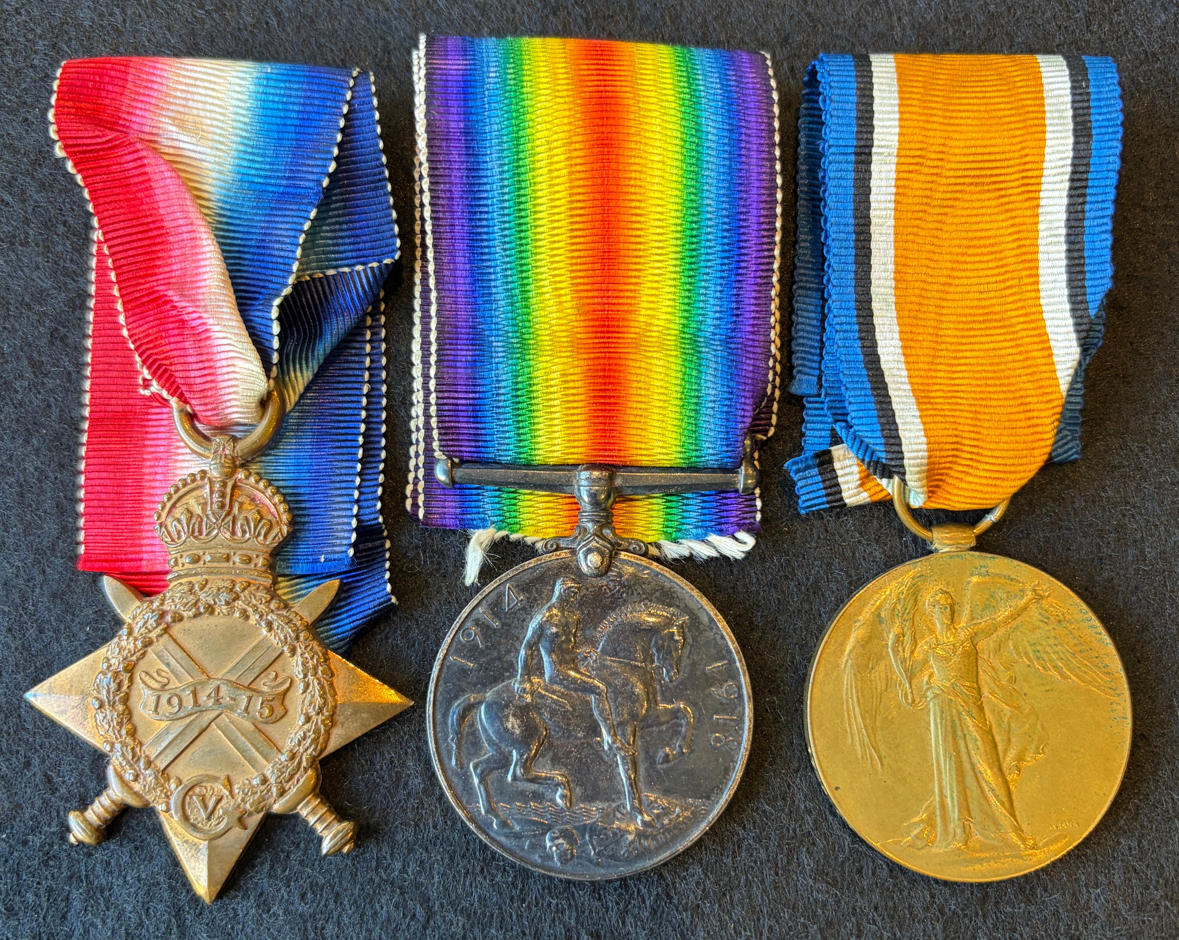 WW1 medal trio - 1914-15 Star, British War medal & Victory Medal – Private JOSEPH WARRINGTON - Manchester Regiment – GALLIPOLI Campaign