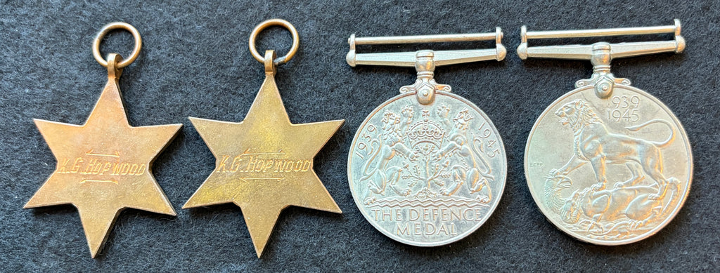WW2 privately named medal group x 4 – 1939-1945 Star, Africa Star, Defence Medal & War Medal 1939-1945 – 2nd Lieutenant KENNETH GREER HOPWOOD – Lincolnshire Regiment