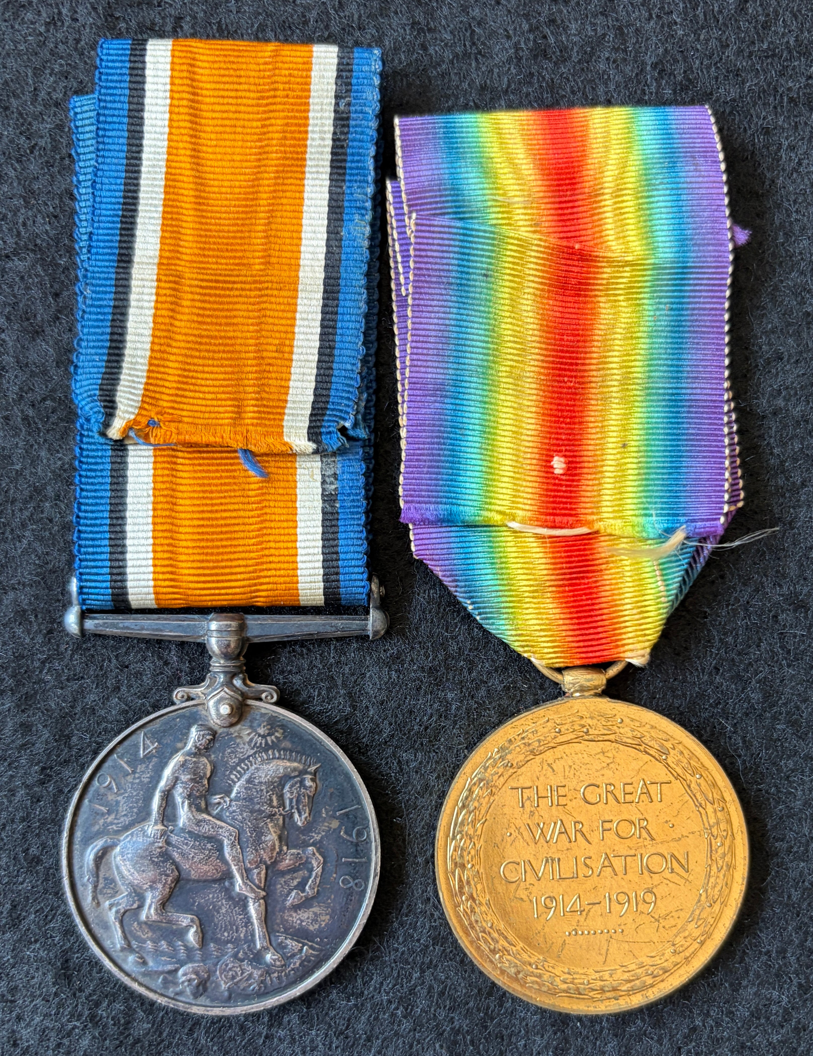 WW1 Medal pair – British War Medal & Victory Medal - awarded to Private JOSEPH ROBINSON of the King’s Own Royal Lancaster Regiment, later Labour Corps