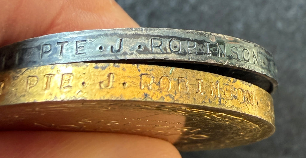 WW1 Medal pair – British War Medal & Victory Medal - awarded to Private JOSEPH ROBINSON of the King’s Own Royal Lancaster Regiment, later Labour Corps