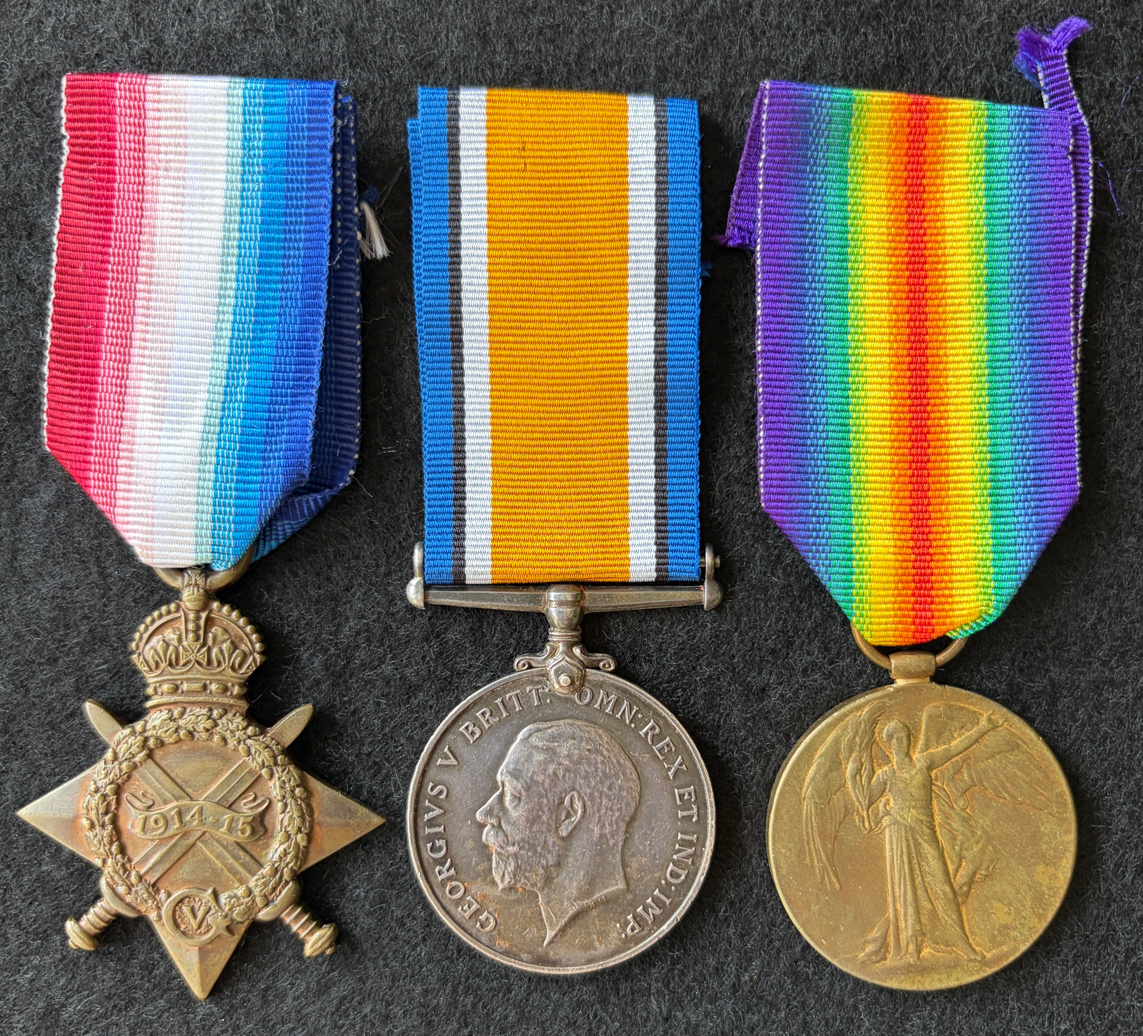 WW1 medal group – 1914-15 Star, British War Medal & Victory Medal - awarded to Private ARTHUR SINGLETON of the Royal Lancaster Regiment – Wounded Second Battle of Ypres