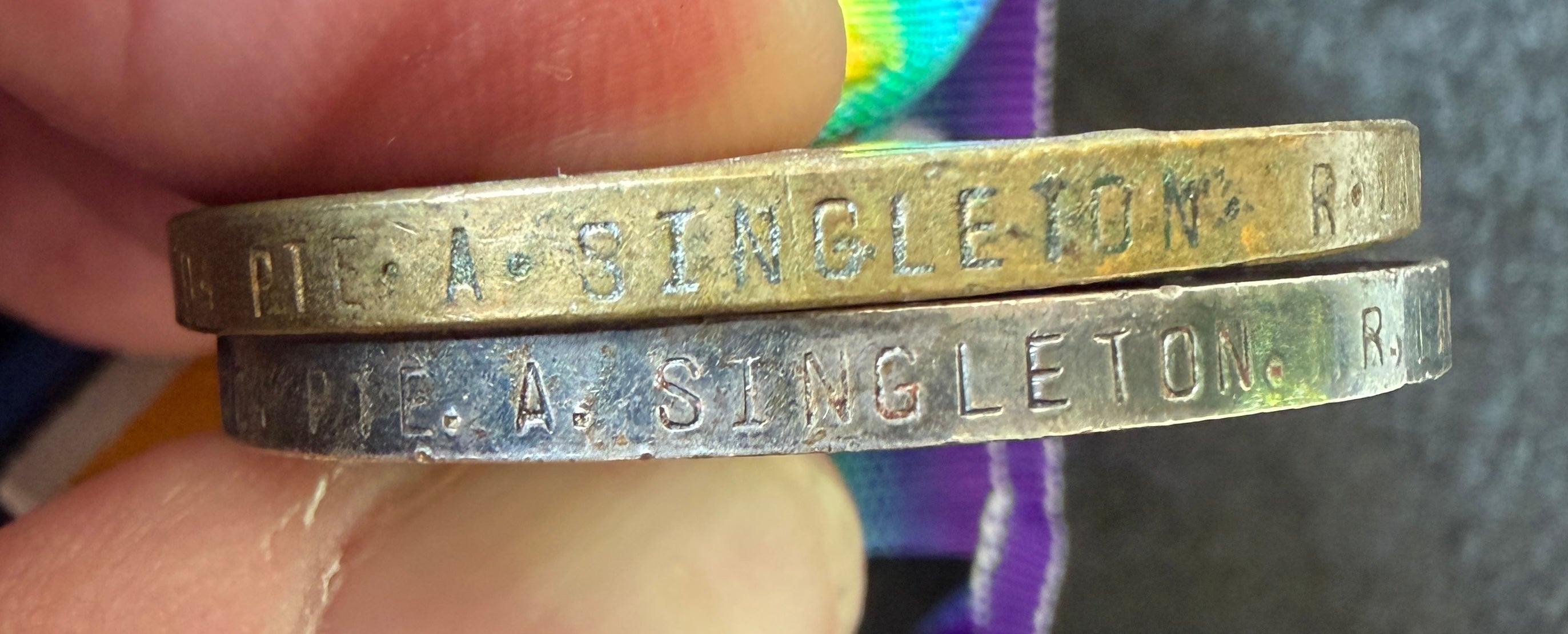WW1 medal group – 1914-15 Star, British War Medal & Victory Medal - awarded to Private ARTHUR SINGLETON of the Royal Lancaster Regiment – Wounded Second Battle of Ypres