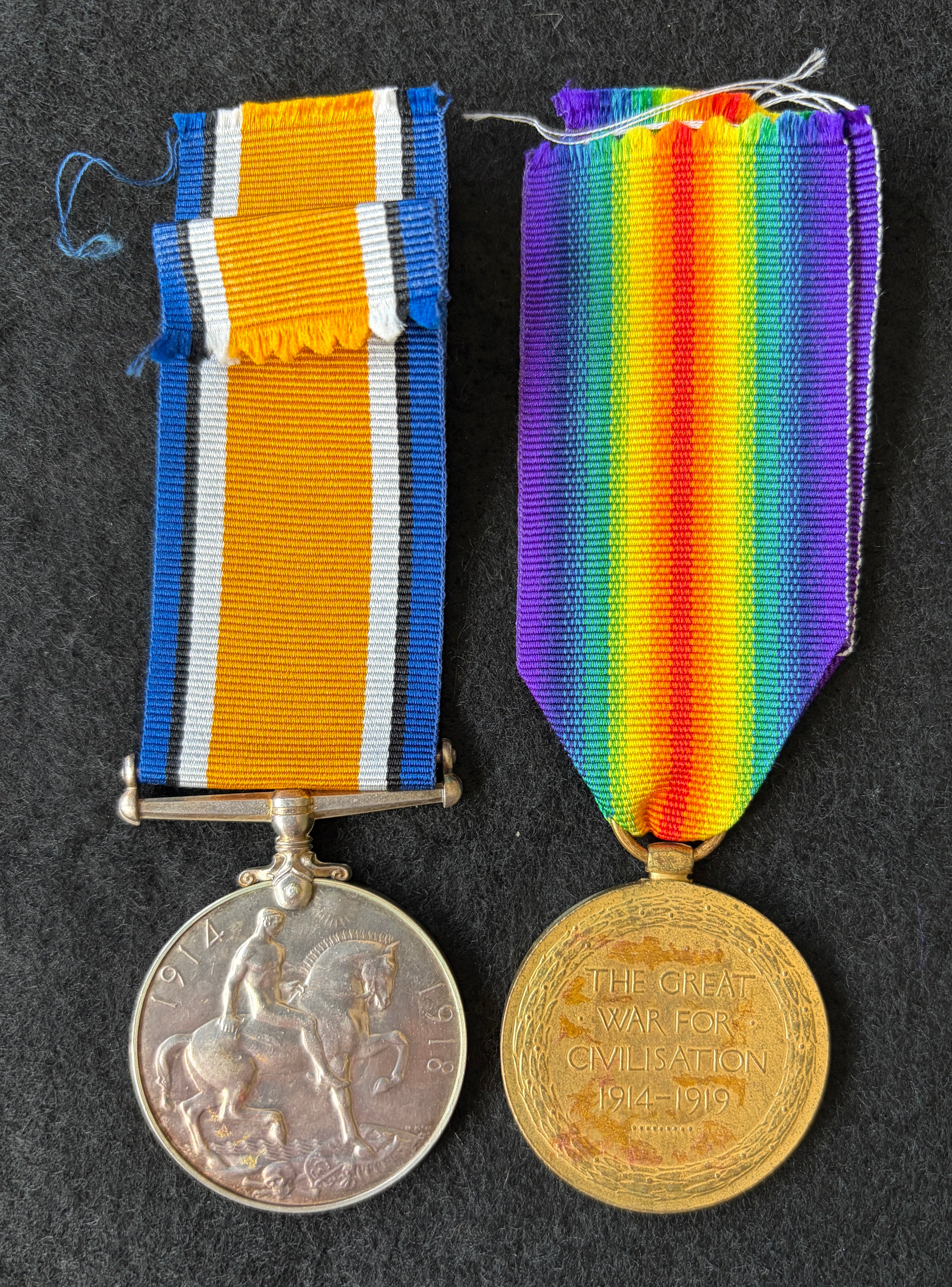 WW1 medals x 2 (missing 1914-15 Star) - British War Medal & Victory Medal - awarded to Private ALBERT WINTLE of the Gloucestershire Regiment – DRUMMER – Western Front, Somme, Passchendaele & Italian Front