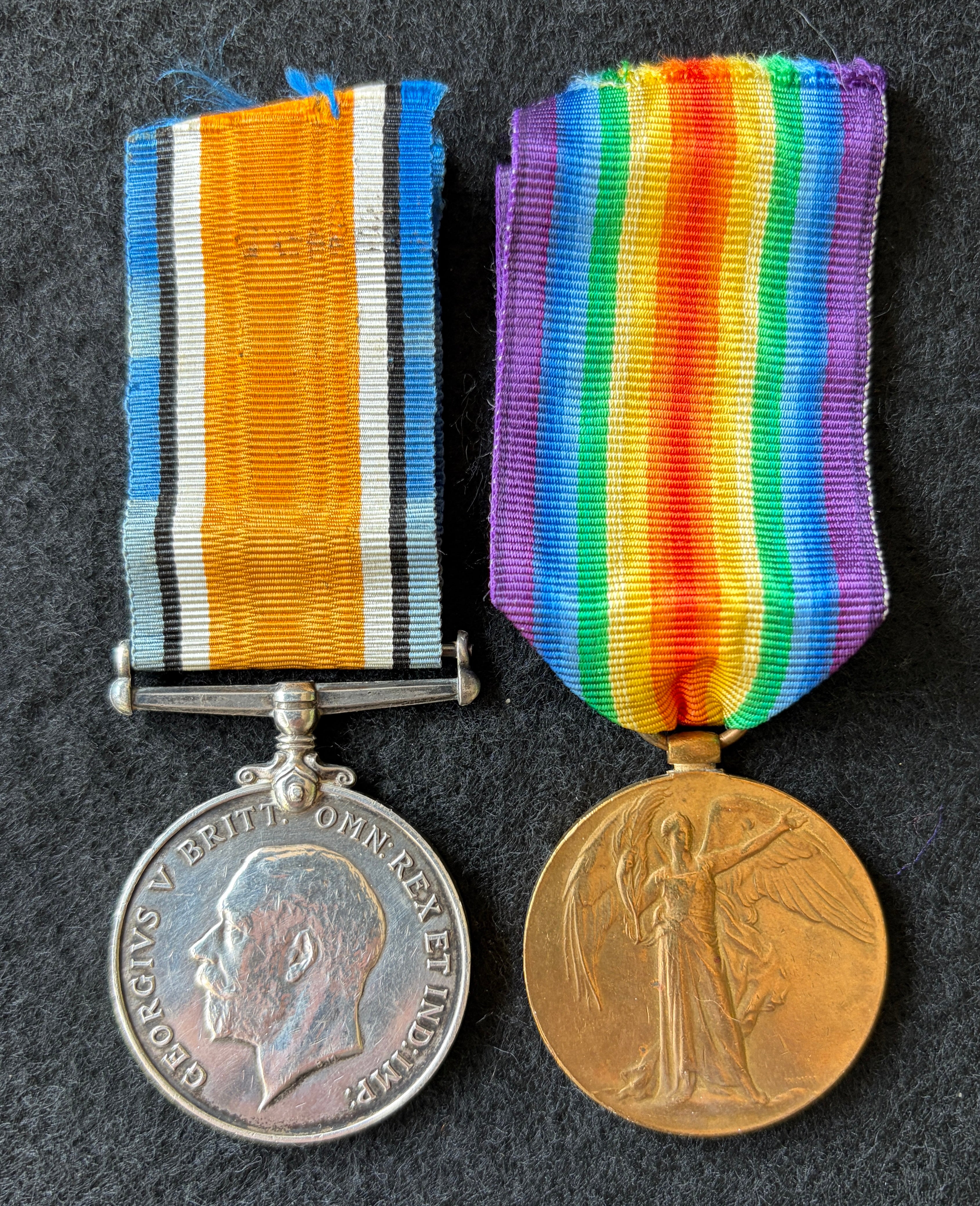 WW1 medal pair - British War Medal & Victory Medal - awarded to Private GEORGE JAMES BRACE of the Essex Regiment & Royal Welsh Fusiliers