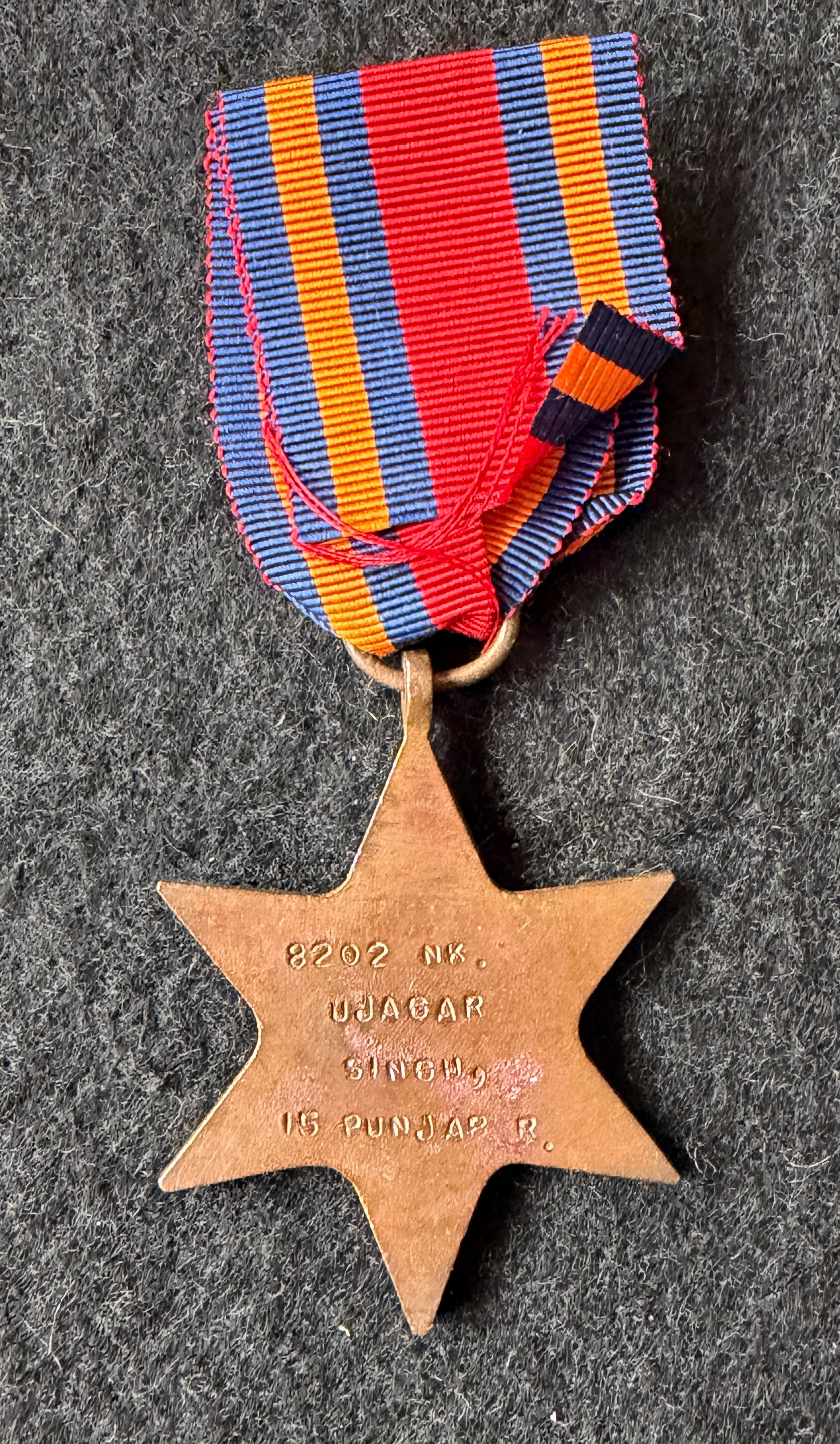 WW2 Burma Star (single medal only) – awarded to Naik UJAGAR SINGH of the 15th Punjab Regiment