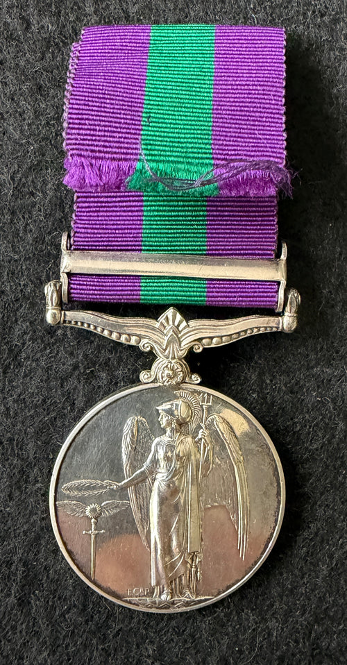 General Service Medal (1918) with ‘Palestine 1945-48’ clasp – awarded to Leading Aircraftsman JOHN CHARLES LOWE of the Royal Air Force