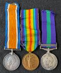 Medal group consisting of British War Medal, Victory Medal and General Service Medal (1918) with ‘Kurdistan’ clasp – awarded to Private JOHN THOMPSON of the 6th (Service) Battalion the Loyal North Lancashire Regiment