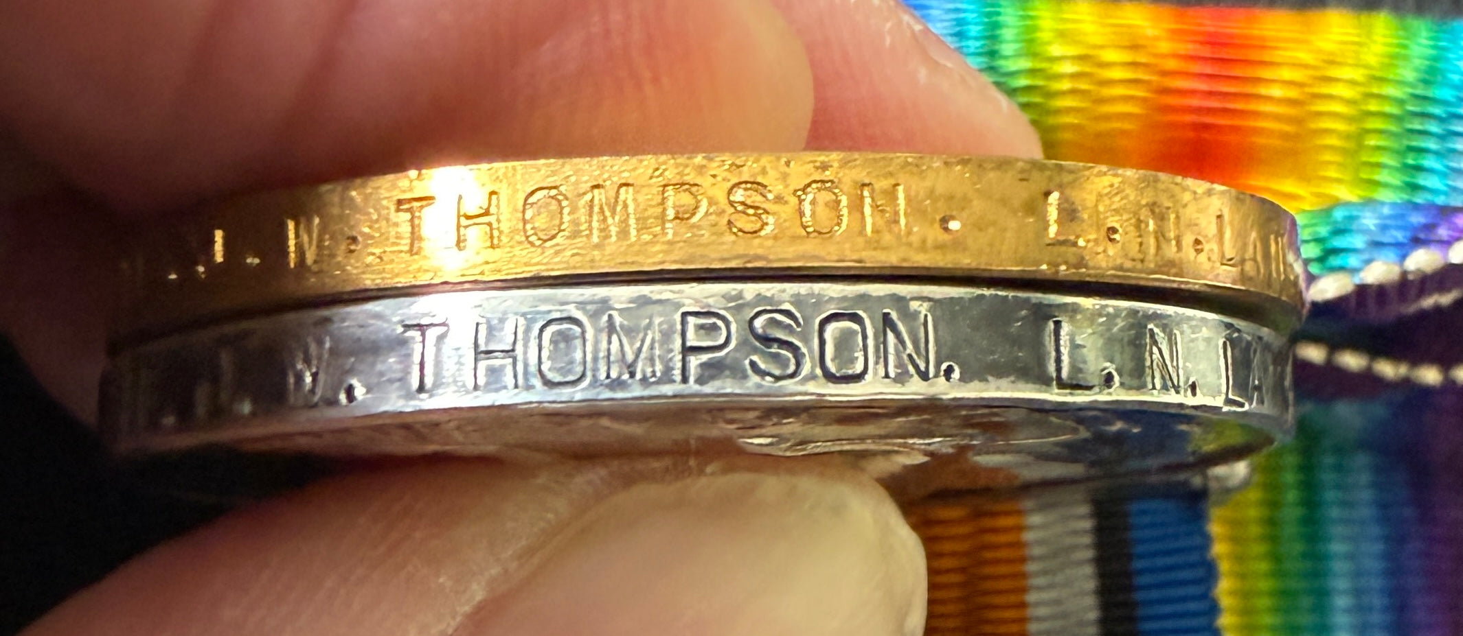 Medal group consisting of British War Medal, Victory Medal and General Service Medal (1918) with ‘Kurdistan’ clasp – awarded to Private JOHN THOMPSON of the 6th (Service) Battalion the Loyal North Lancashire Regiment