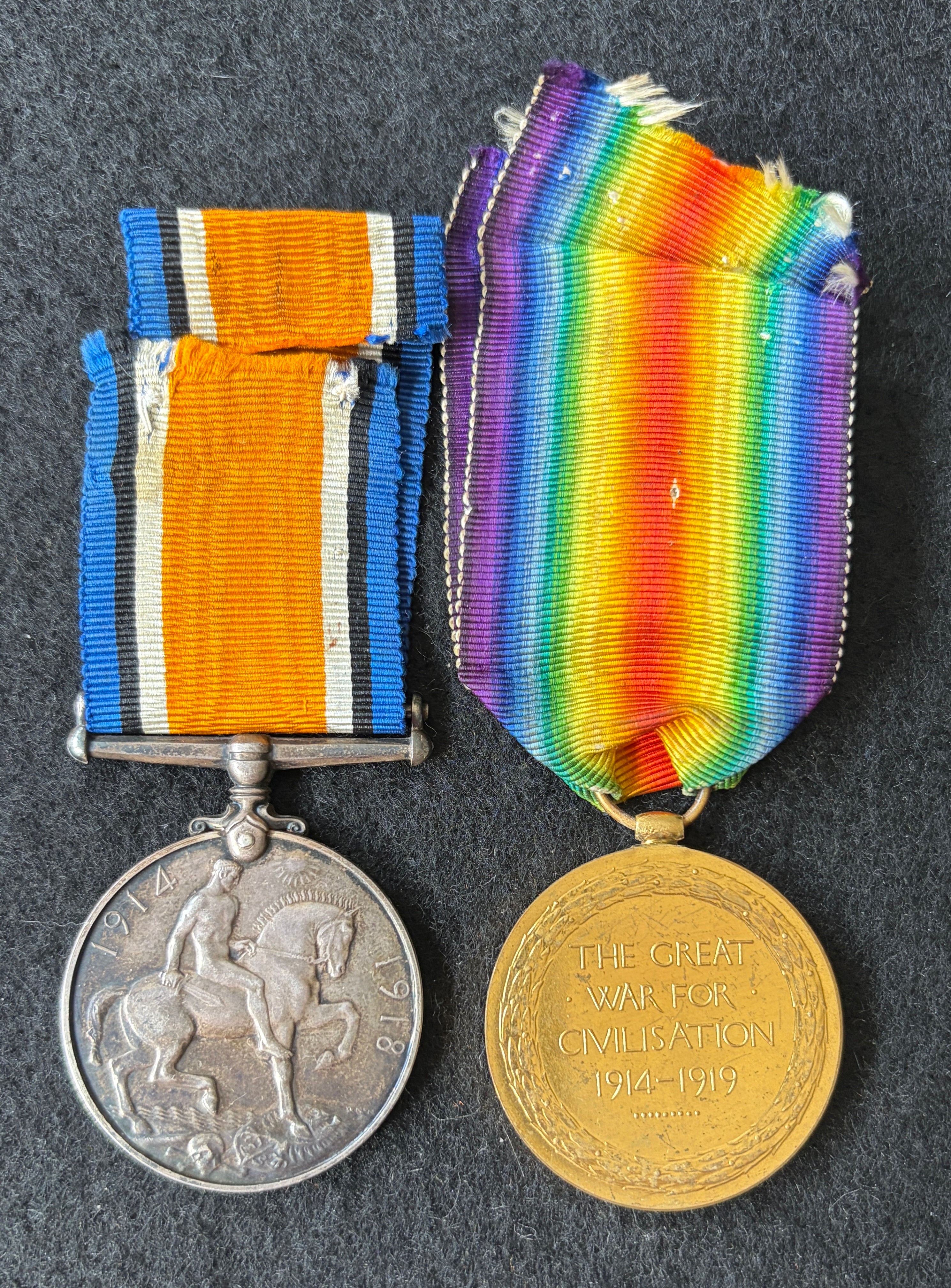WW1 medal pair – British War Medal & Victory Medal – awarded to Private ERIC CHARLES GOODEY of the 2/4th (City of London) Battalion (Royal Fusiliers) – Killed in action first day of the ‘Second Battle of Passchendaele’ 1917