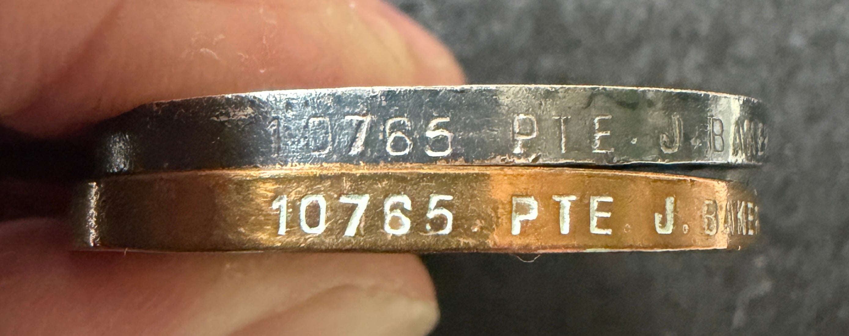 WW1 medal pair – British War Medal & Victory Medal (missing 1914-15 Star) – awarded to JOHN BAKER of the 2nd Battalion South Staffordshire Regiment