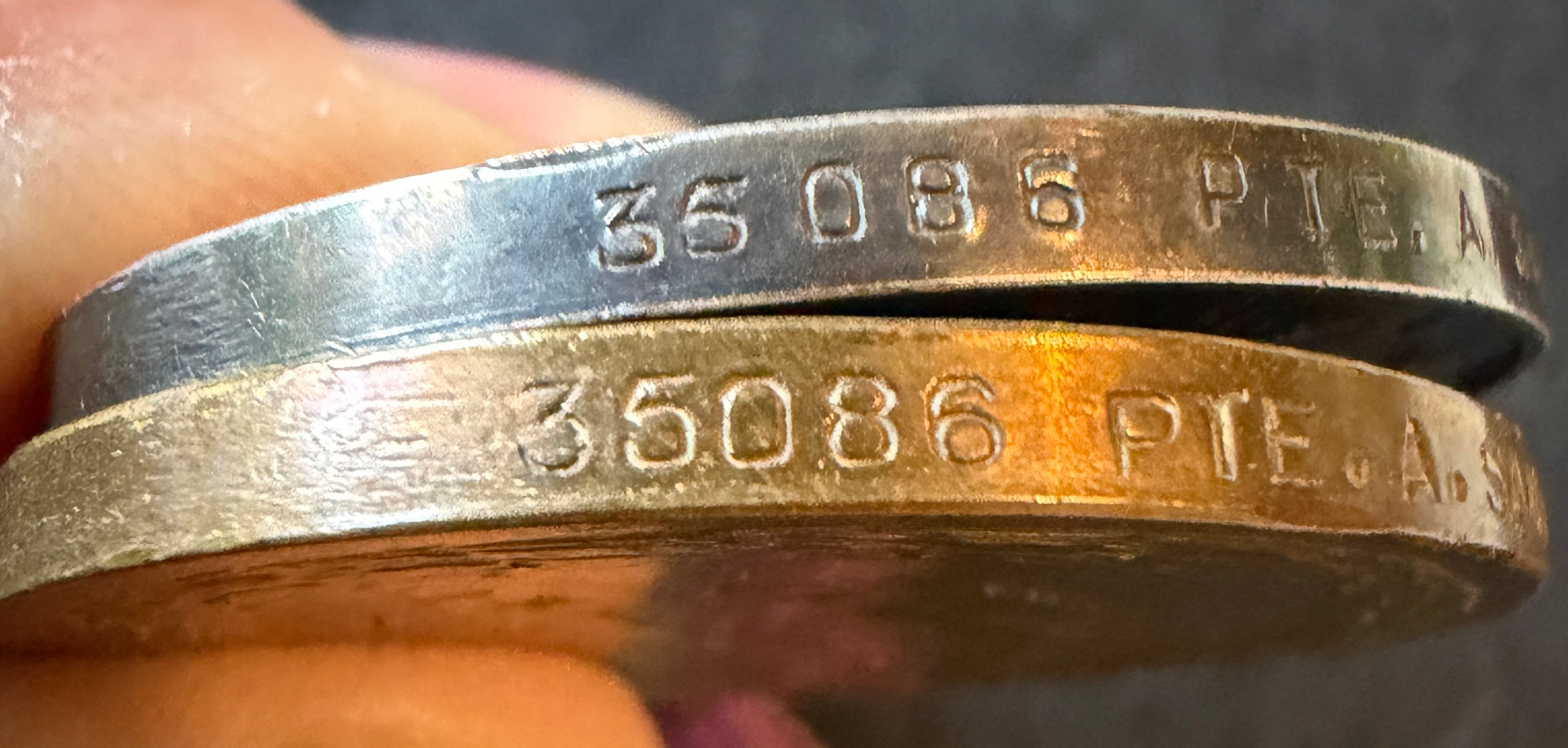 WW1 medal pair – British War Medal & Victory Medal – awarded to ARTHUR SANT of the Cheshire Regiment, later the Labour Corps – Wounded during the Battle of the Somme 1916