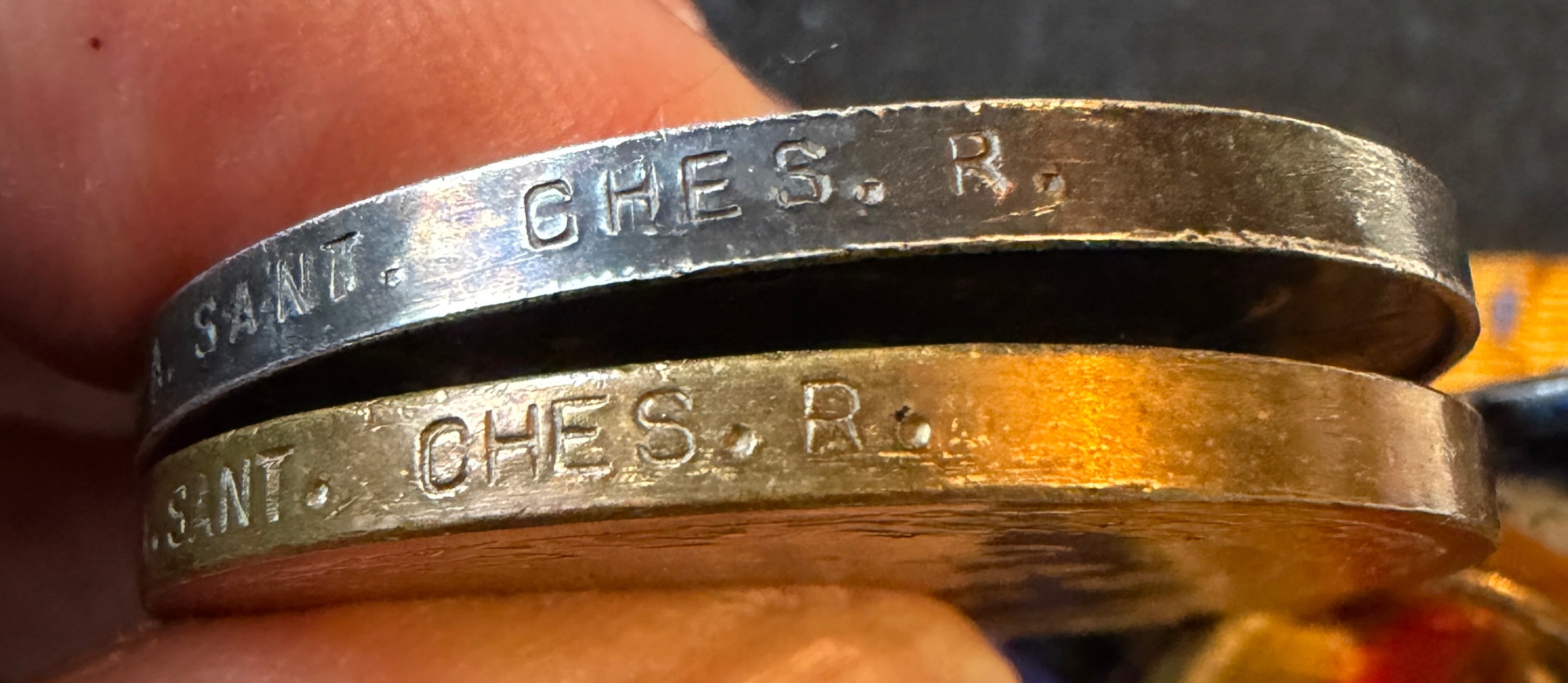 WW1 medal pair – British War Medal & Victory Medal – awarded to ARTHUR SANT of the Cheshire Regiment, later the Labour Corps – Wounded during the Battle of the Somme 1916