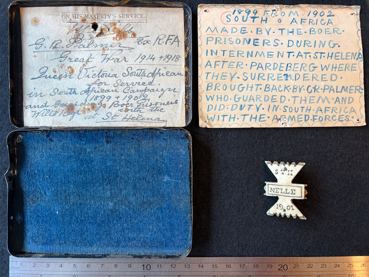 Rare animal bone brooch – Made by a Boer War prisoner following his capture at the Battle of Paardeberg in 1900 and subsequent imprisonment on the island of Saint Helena in the South Atlantic
