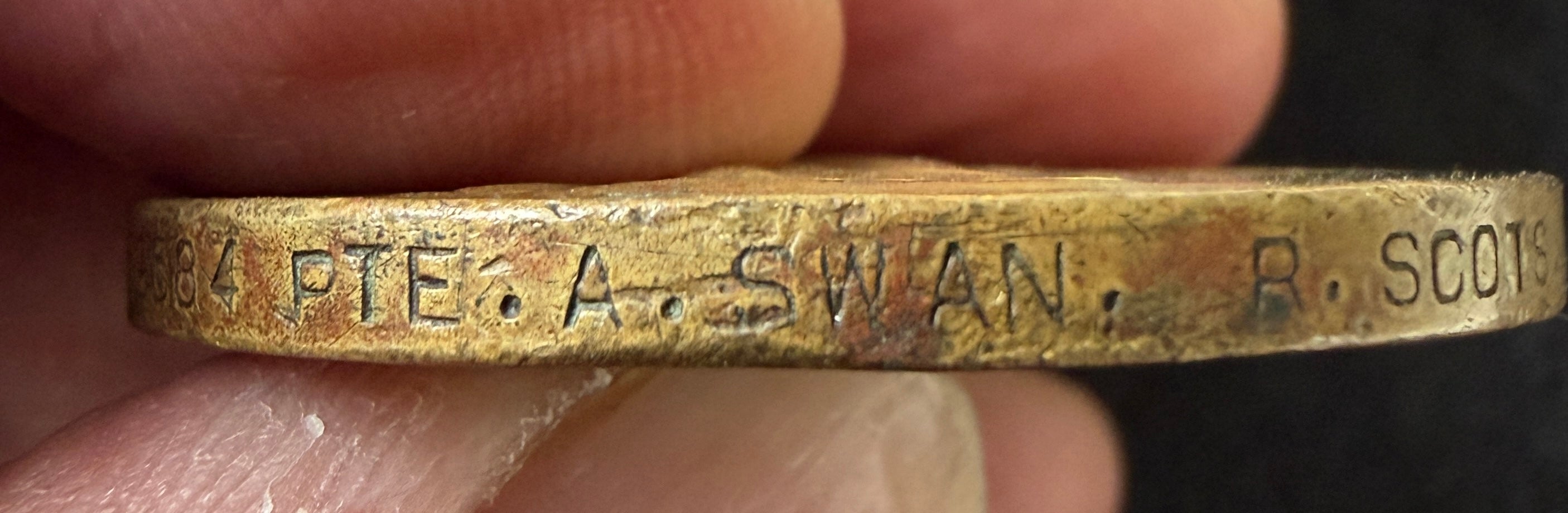 WW1 Victory Medal (Single medal only) – Awarded to Private ANDREW SWAN of the 17th (Service) Battalion Royal Scots, also known as ‘Rosebery’s Bantams’ – Wounded in action