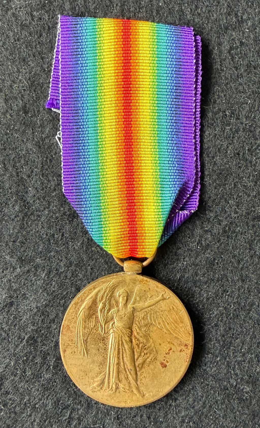 WW1 Victory Medal (Single medal only) – Awarded to Private WILLIAM DUARTE of the 1st and 11th Battalions of the Hampshire Regiment and the 1st Battalion the Devonshire Regiment
