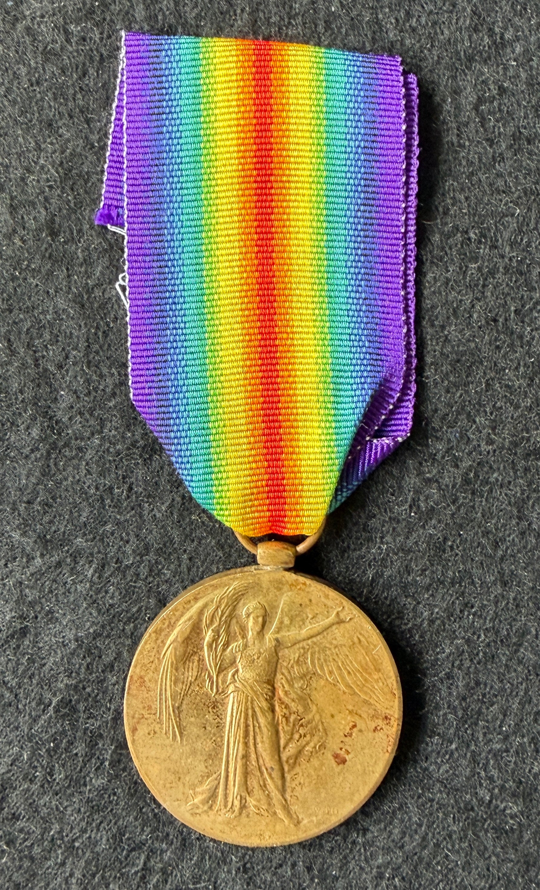 WW1 Victory Medal (Single medal only) – Awarded to Private WILLIAM DUARTE of the 1st and 11th Battalions of the Hampshire Regiment and the 1st Battalion the Devonshire Regiment