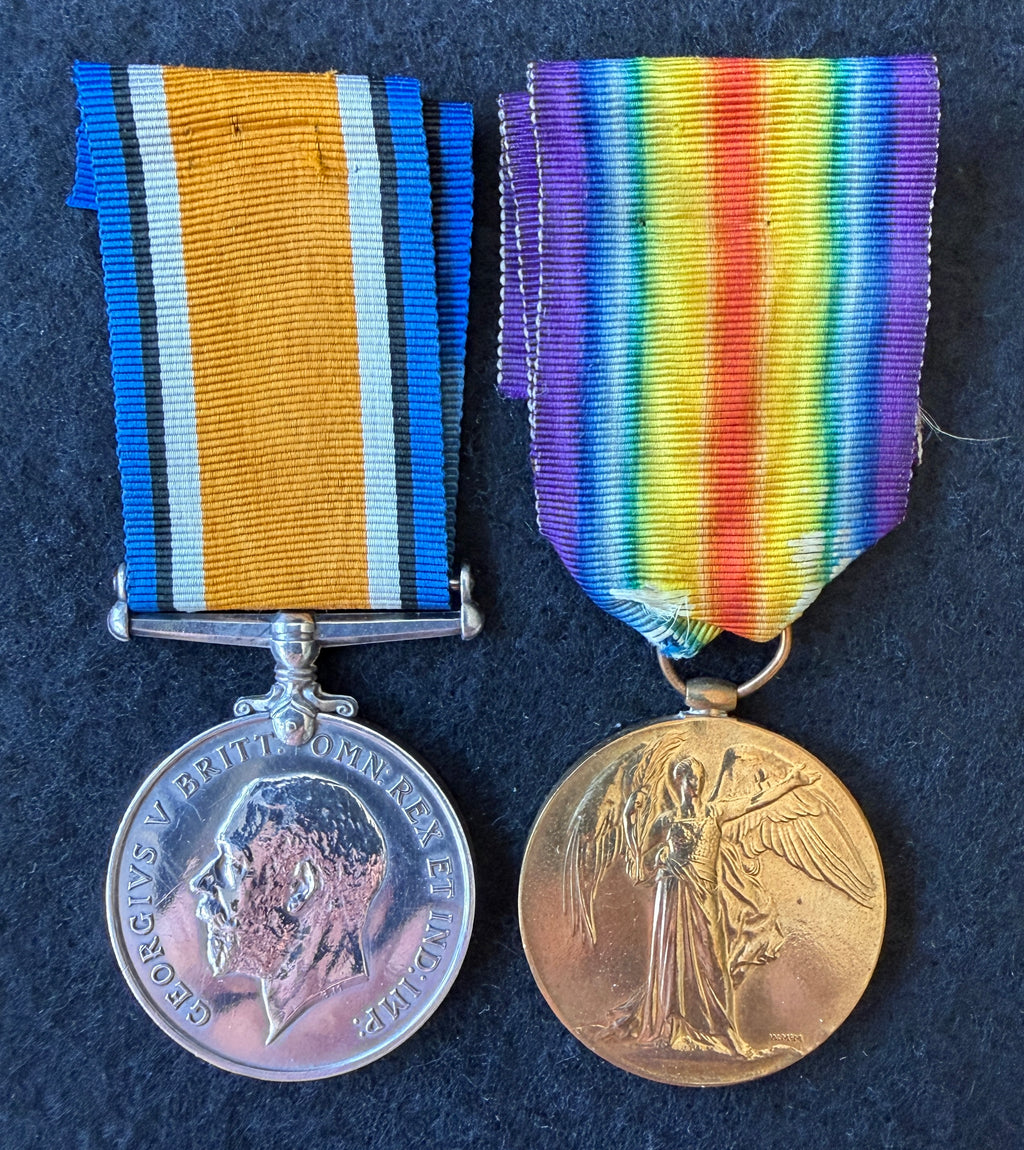 WW1 medal pair – British War Medal & Victory Medal – Awarded to Private LEONARD BUSHELL of the 2/4th Battalion Royal West Kent Regiment, later the 20th Battalion the Rifle Brigade