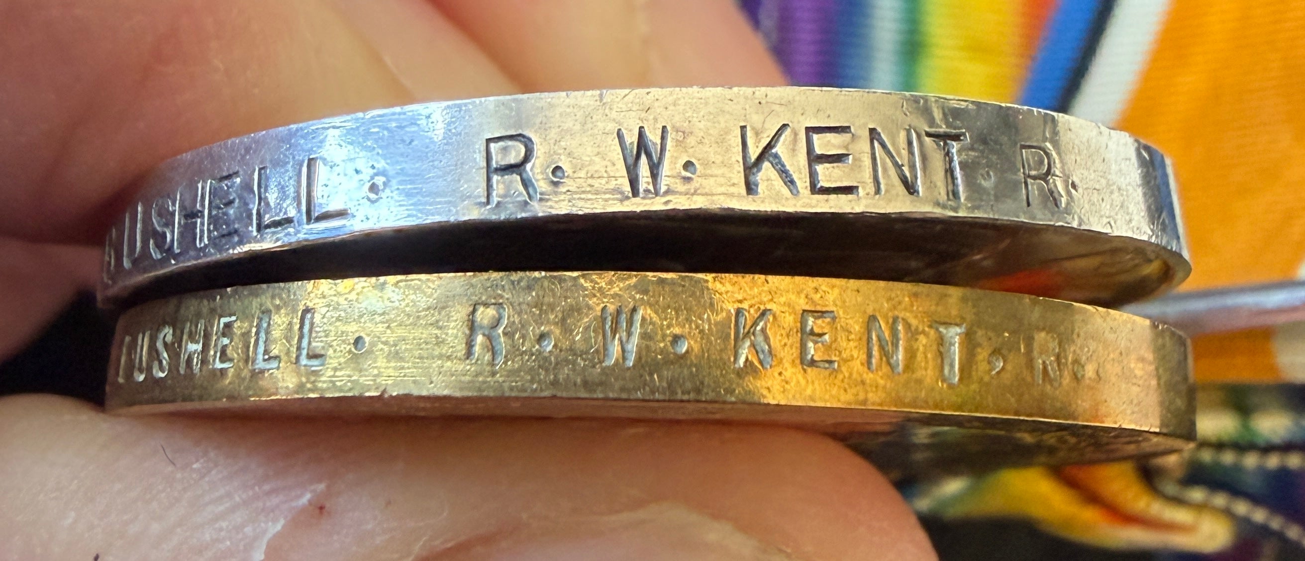 WW1 medal pair – British War Medal & Victory Medal – Awarded to Private LEONARD BUSHELL of the 2/4th Battalion Royal West Kent Regiment, later the 20th Battalion the Rifle Brigade