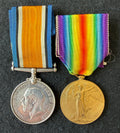 WW1 medal pair – British War Medal & Victory Medal – Awarded to Private WILLIAM JOHN PUSEY of the Royal Fusiliers, later of the Labour Corps