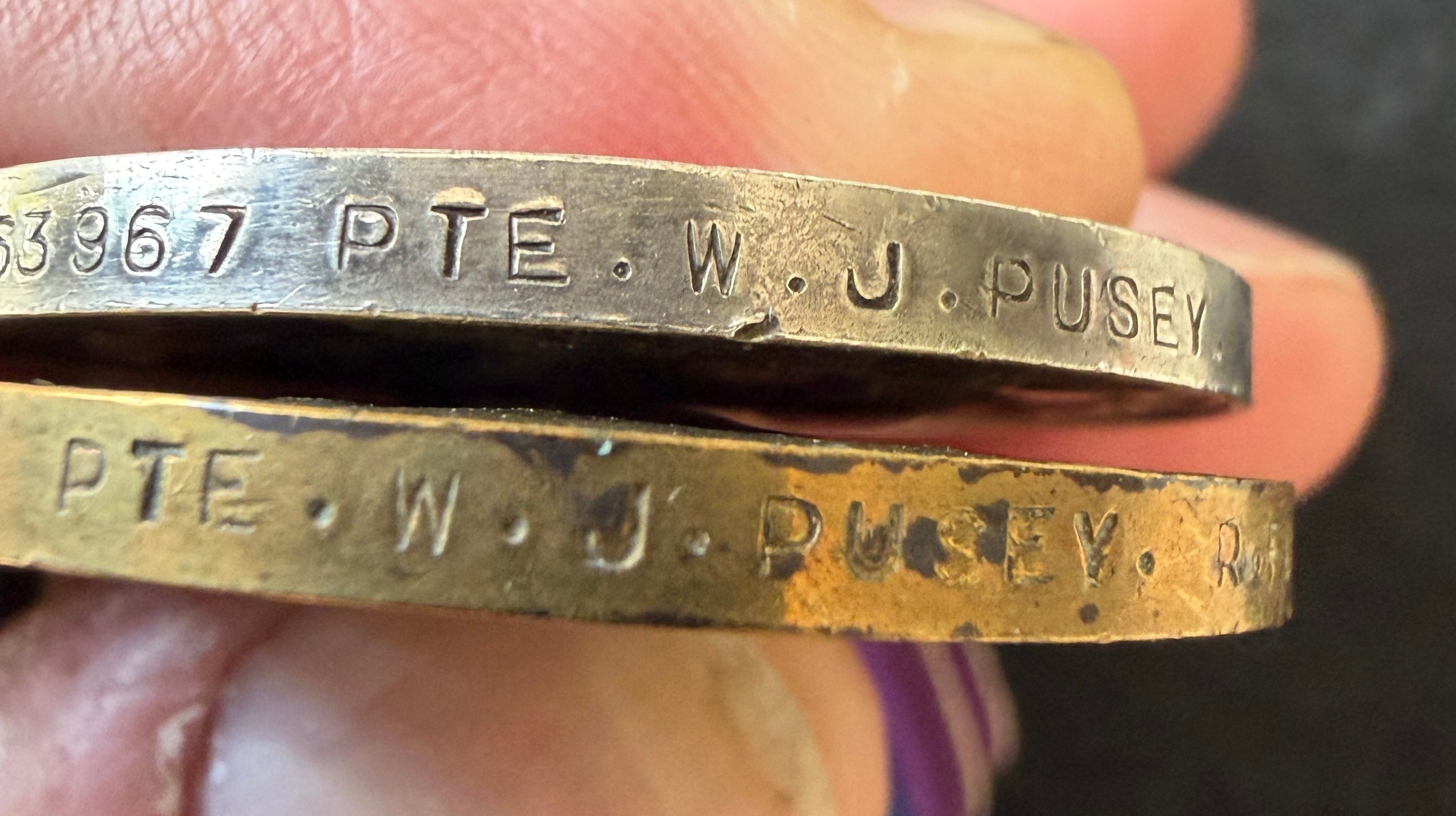 WW1 medal pair – British War Medal & Victory Medal – Awarded to Private WILLIAM JOHN PUSEY of the Royal Fusiliers, later of the Labour Corps