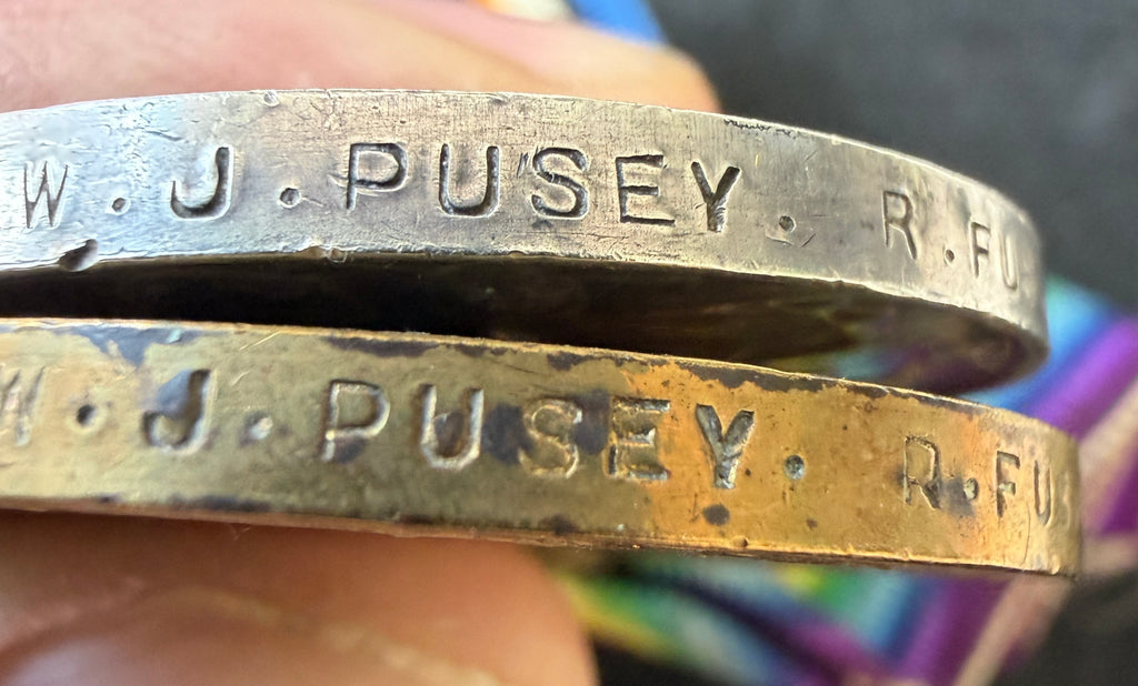 WW1 medal pair – British War Medal & Victory Medal – Awarded to Private WILLIAM JOHN PUSEY of the Royal Fusiliers, later of the Labour Corps