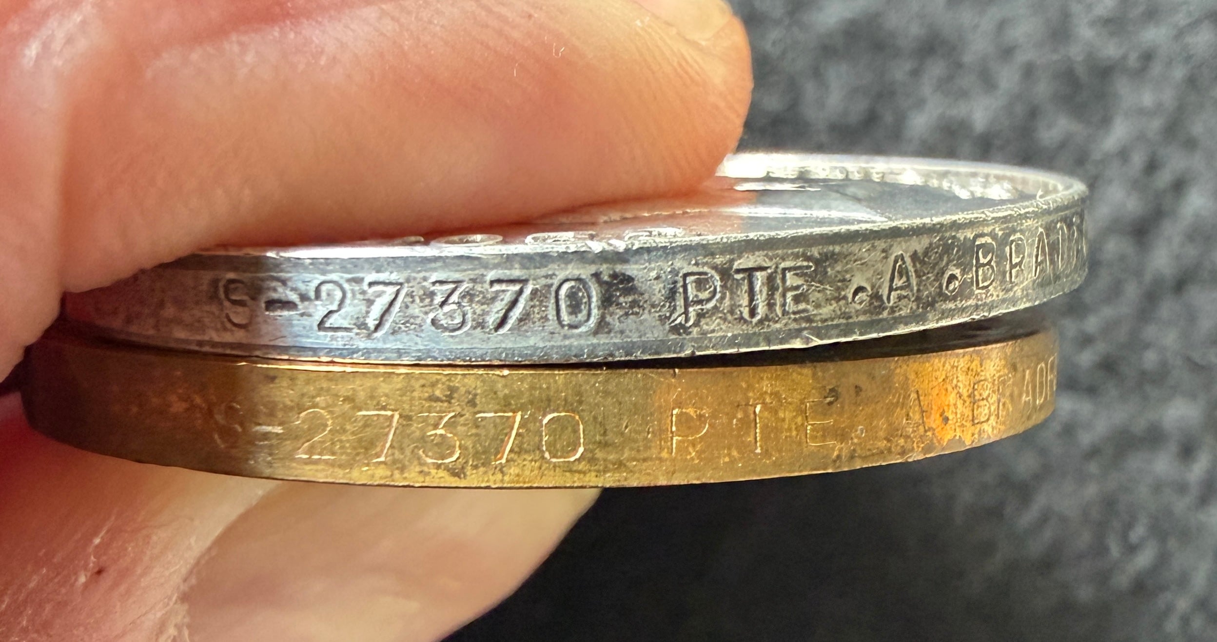 WW1 British War & Victory Medal pair to ARTHUR BRADFORD of the 13th (Service) Battalion Rifle Brigade & Royal Masonic Hospital Patron Lodge Jewel awarded to son DENIS H BRADFORD of the ‘City of London Rifle Lodge’ – ARTHUR subject to gas attack in 1918