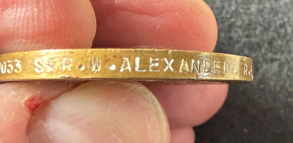 WW1 Victory Medal (Single medal only) – Awarded to Sapper WILLIAM  ALEXANDER of the Royal Engineers – ‘RAILWAYS’