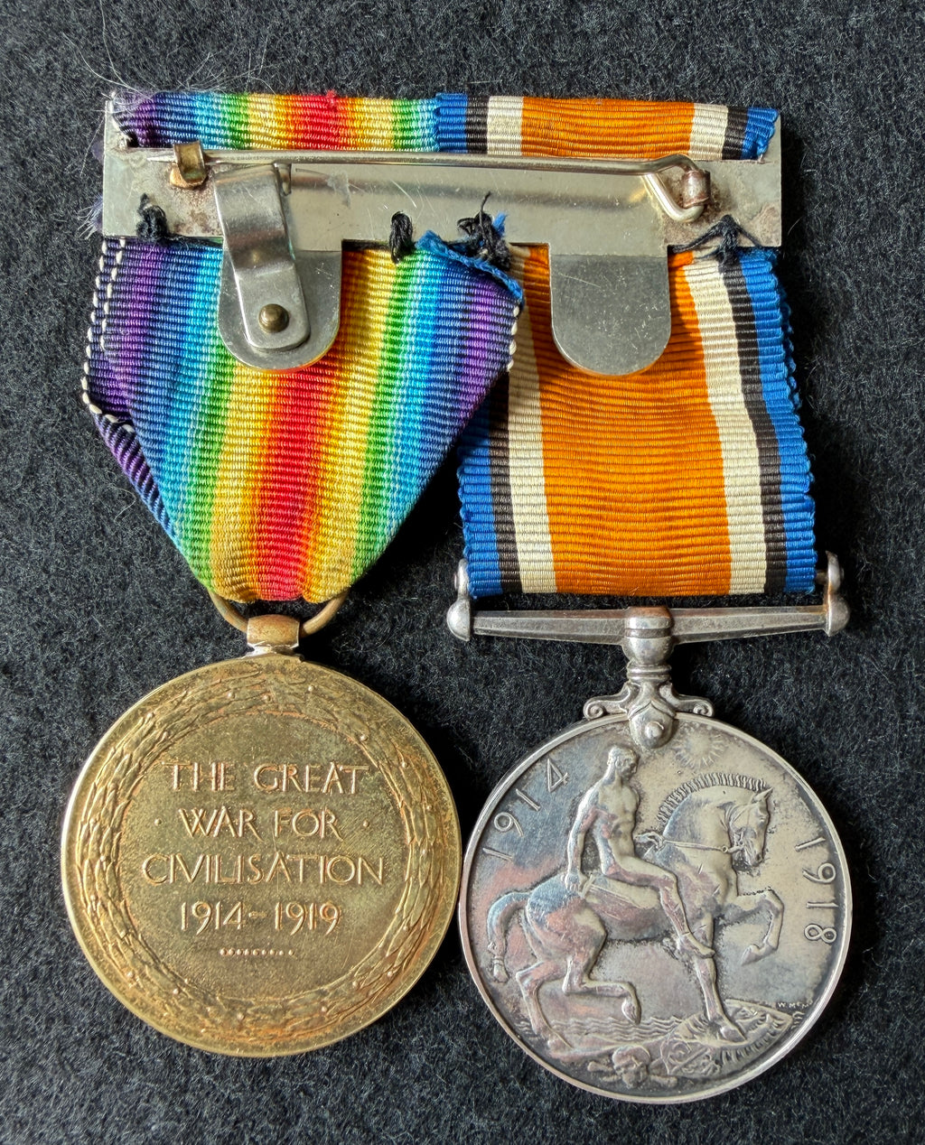 WW1 medal pair - British War Medal & Victory Medal - Awarded to Private S/406066 HARRY CLAUDE ALEXANDER of the Army Service Corps – INTERESTING service history with 3 x infantry regiments and the A.S.C. in Egypt