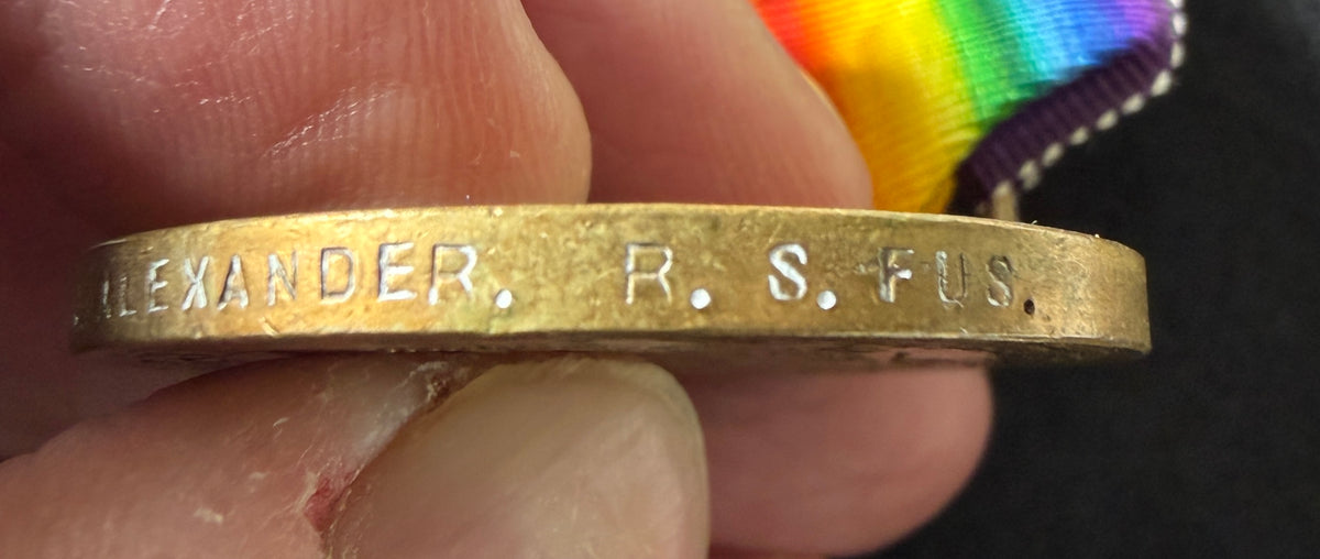 WW1 Victory Medal (Single) - To Private JOHN ALEXANDER 6th Battalion Royal Scots Fusiliers, later 2nd Bn RSF – Wounded German Spring Offensive – INTERESTING social history – Princess Louise Scottish Hospital for Limbless Sailors and Soldiers, Erskine