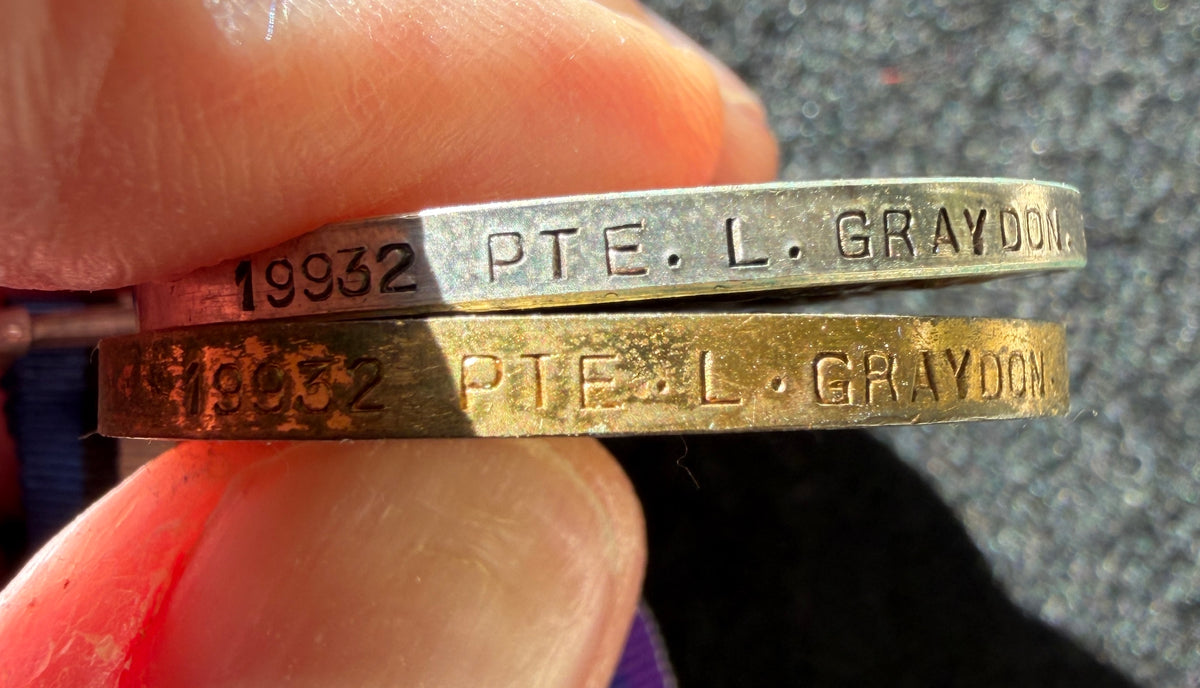 WW1 Medal pair - British War Medal and Victory Medal – Awarded to LOUIS GRAYDON of the 1st Battalion the King’s Own Royal Lancaster Regiment