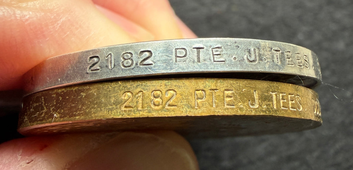 WW1 Medal pair (entitled to trio - 1914-15 Star missing) – British War Medal & Victory Medal awarded to Private J TEES of the 7th Battalion the Cameronians (Scottish Rifles) – Underage soldier – wounded at GALLIPOLI