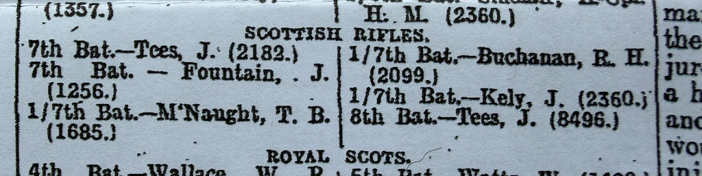 WW1 Medal pair (entitled to trio - 1914-15 Star missing) – British War Medal & Victory Medal awarded to Private J TEES of the 7th Battalion the Cameronians (Scottish Rifles) – Underage soldier – wounded at GALLIPOLI