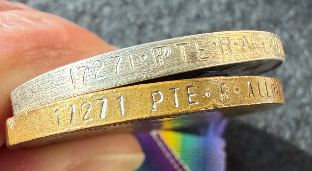 WW1 medal trio – 1914-15 Star, British War Medal and Victory Medal, awarded to Private 17271 ROBERT ALLPORT of the 5th Battalion Durham Light Infantry – Seriously wounded in action and discharged – Possible Somme wounding - Died 1919 Pleurisy