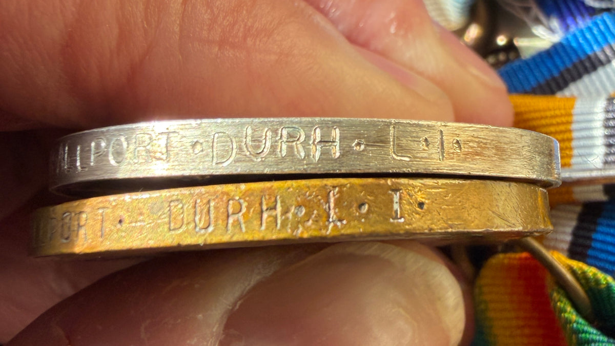 WW1 medal trio – 1914-15 Star, British War Medal and Victory Medal, awarded to Private 17271 ROBERT ALLPORT of the 5th Battalion Durham Light Infantry – Seriously wounded in action and discharged – Possible Somme wounding - Died 1919 Pleurisy