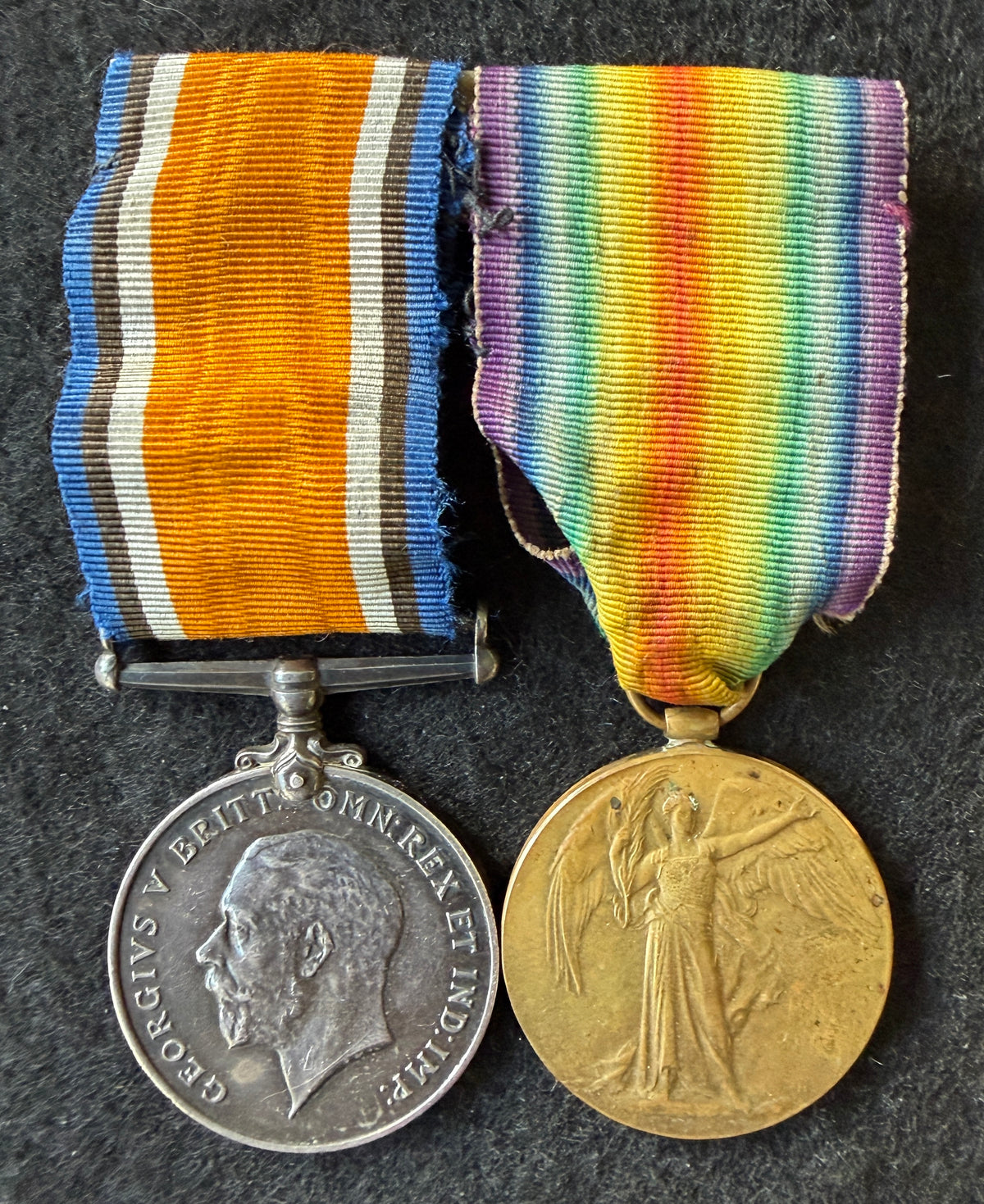 WW1 medal pair – British War Medal and Victory Medal, awarded to Sapper 488485 ABRAHAM ALLPORT - formerly (T)1299 of the Royal Engineers – 2nd (North Midland) Field Company Royal Engineers, later 469th (North Midland) Field Company – ‘Norton Terriers’