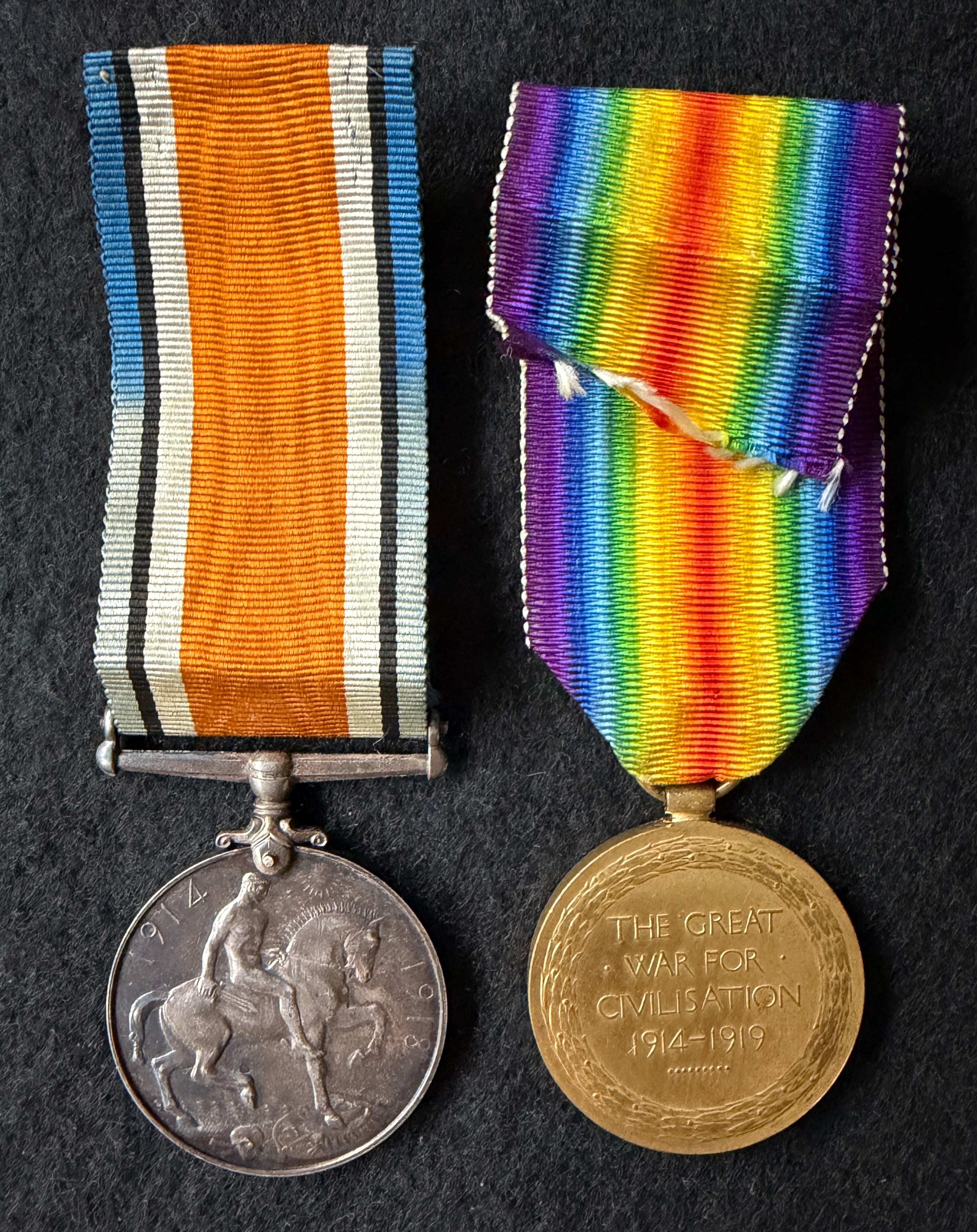 WW1 Medal Pair – British War Medal and Victory Medal – Awarded to ROWLAND D H PARKS – Gloucestershire Regiment & Royal Engineers