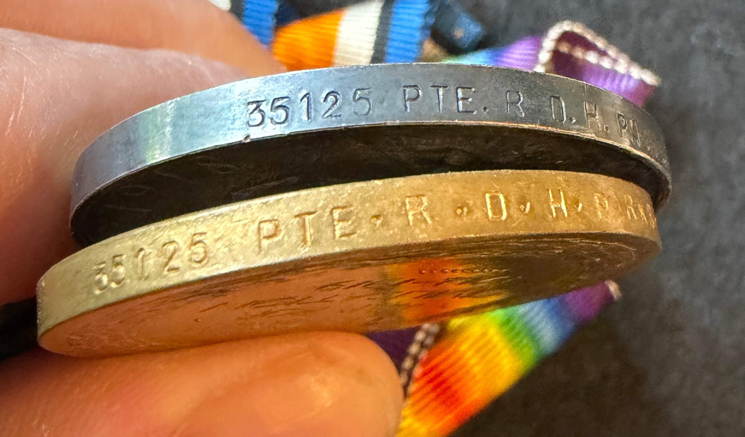 WW1 Medal Pair – British War Medal and Victory Medal – Awarded to ROWLAND D H PARKS – Gloucestershire Regiment & Royal Engineers