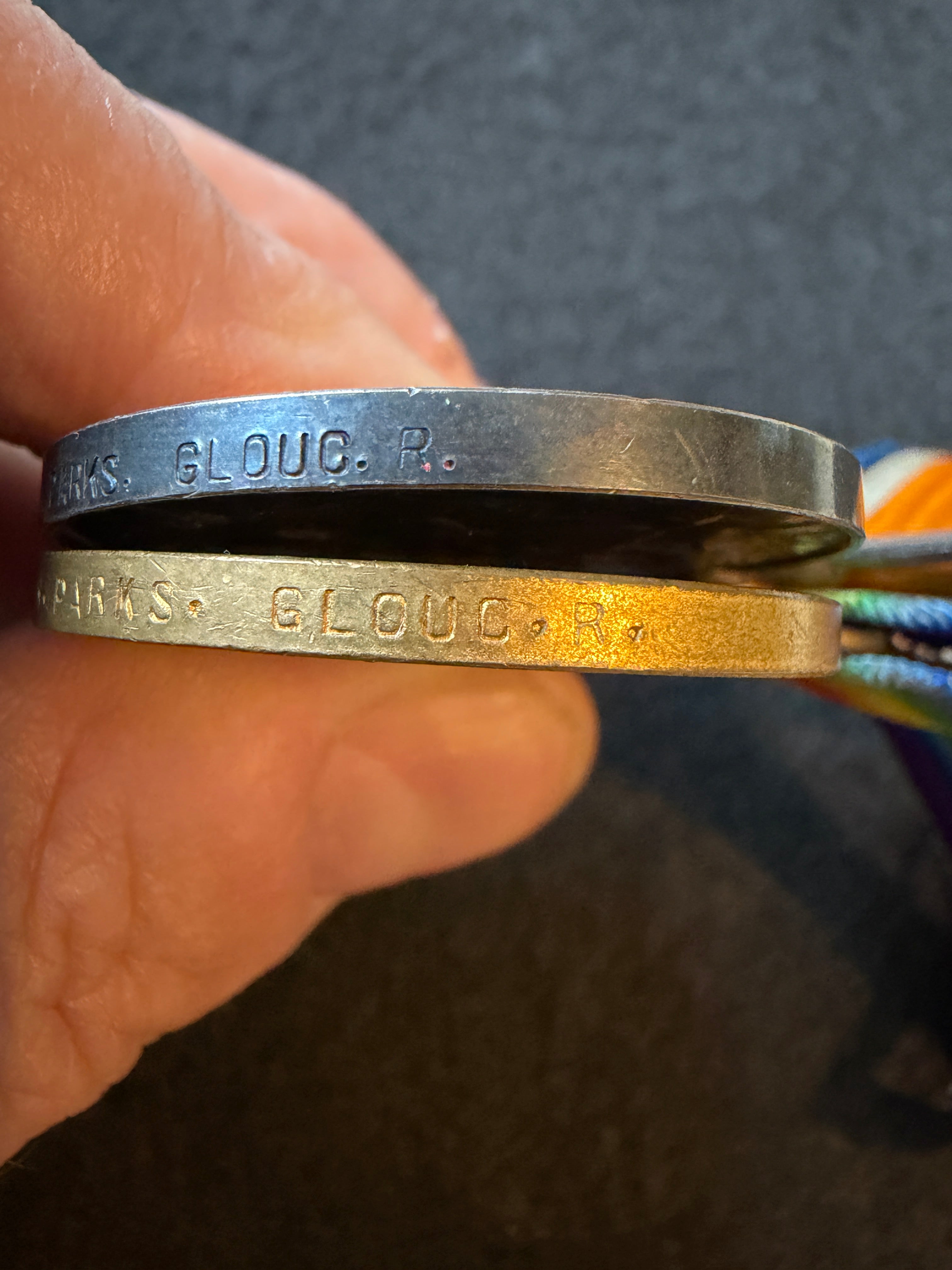 WW1 Medal Pair – British War Medal and Victory Medal – Awarded to ROWLAND D H PARKS – Gloucestershire Regiment & Royal Engineers