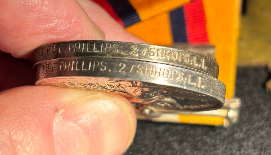 Boer War & WW1 x 5 medal group – Queen’s South Africa Medal, King’s South Africa Medal, 1914-15 Star, British War Medal & Victory Medal - FREDERICK PHILLIPS – King’s Shropshire Light Infantry & Somerset Light Infantry – Died of disease February 1919