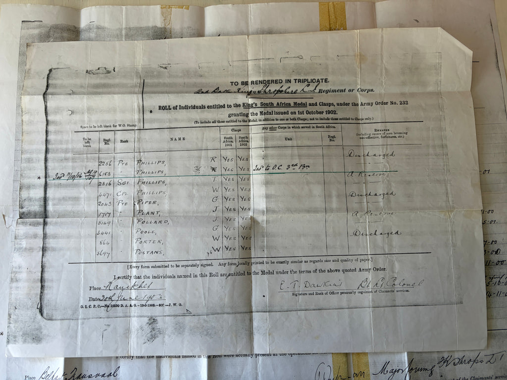 Boer War & WW1 x 5 medal group – Queen’s South Africa Medal, King’s South Africa Medal, 1914-15 Star, British War Medal & Victory Medal - FREDERICK PHILLIPS – King’s Shropshire Light Infantry & Somerset Light Infantry – Died of disease February 1919