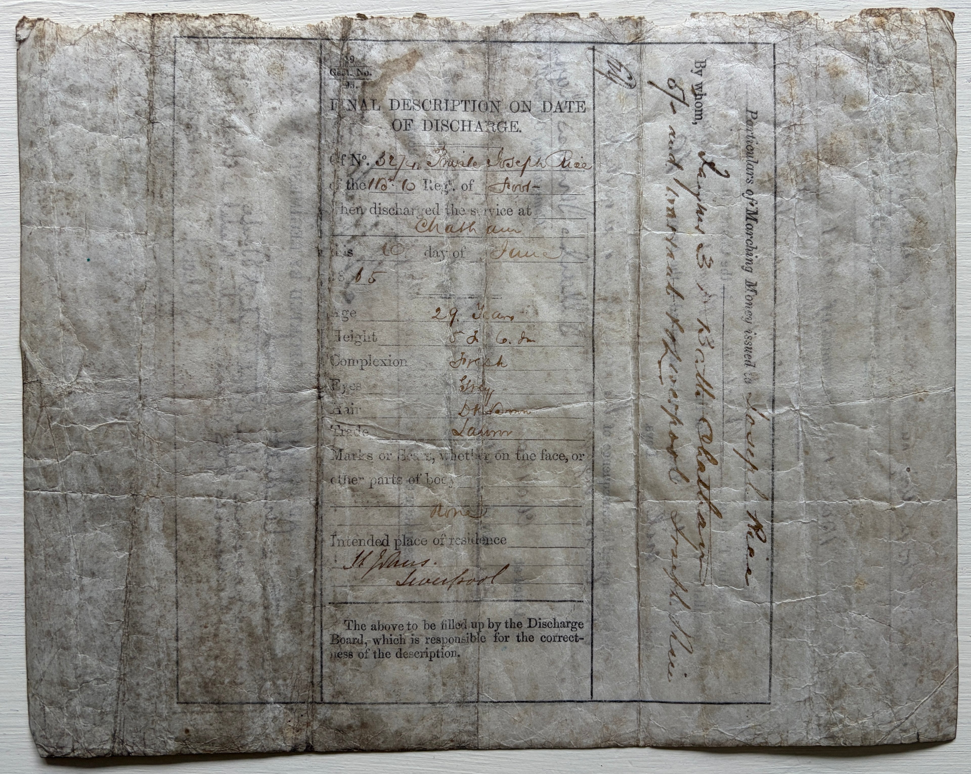 Very rare Victorian era father & son military archive – 5x original documents + 3x photographs relating to JOSEPH RICE 10th Regiment of Foot (North Lincolnshire - Indian Mutiny 1857 - in action at Lucknow) & JOSEPH HENRY RICE 18th Hussars.