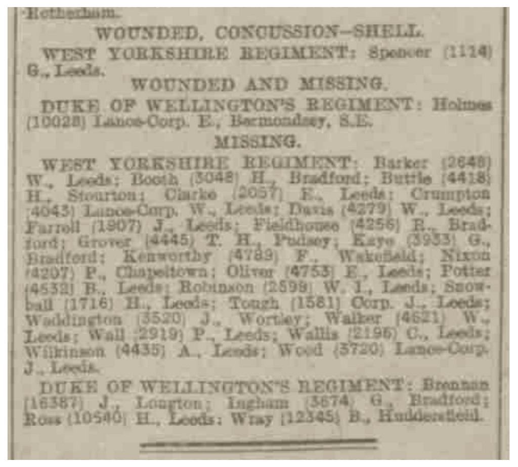 WW1 Victory Medal (Single medal only) awarded to Private THOMAS HENRY GROVER of the 7th Bn West Yorkshire Regiment, the ‘Leeds Rifles’ - KIA opening phase (first 24 hours) Battle of the Somme
