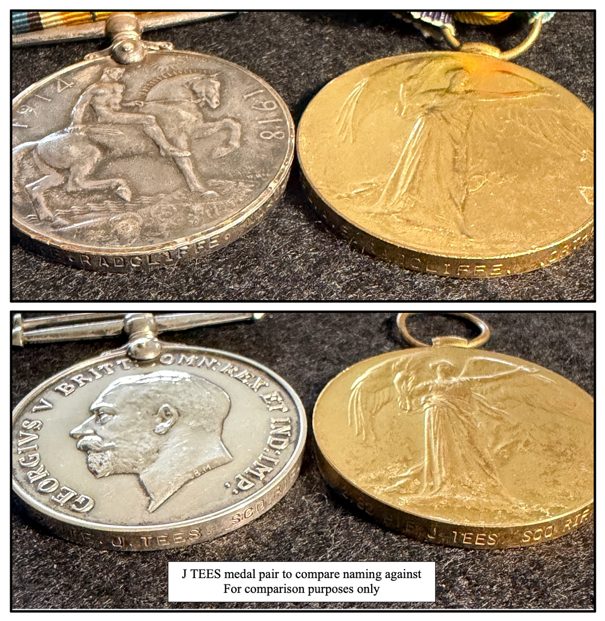 WW1 Medal pair – British War Medal & Victory Medal (missing 1914-15 Star) awarded to Corporal ARTHUR ERNEST RADCLIFFE, 1st Battalion Northumberland Fusiliers – Killed in action 27th March 1916 at ST ELOI, a significant and well publicised action